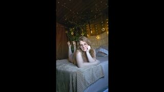 Cute Curvy Blonde with Big Natural Boobs & Glasses Naked in Bed