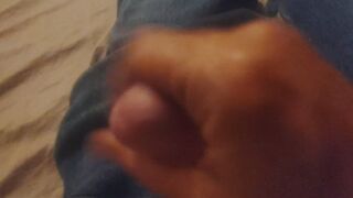 Jacking off my dick with jeans first time ballbusting sperm cum nut shot