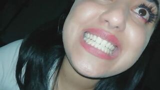 A beautiful young woman yawning