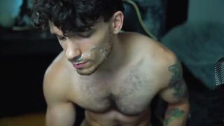 Massive Self Facial Cumshot with An Oiled Up Thick Juicy Cock