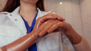 Brown surgical gloves fetish with JOI (small4phone)
