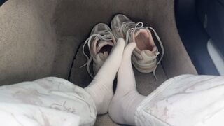 Taking Off My Sneakers & Socks in the Car – Scratching & Massaging One Foot Against the Other