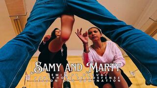 Samy and Marty feminist casual pantyhose selfdefense lesson