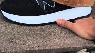My neighbor crushing My hand With sneakers