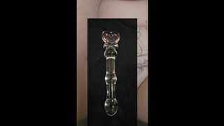 MissClare BBW All Natural Spread Legs Pussy Close Up with Glass Dildo and Clit Stimulator