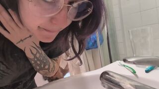 Goth girl spit