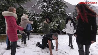 THE FEMDOM WEEKEND - INHUMAN domination in the snow - Pet play, kicking, whipping, trampling, shoe worship (BRUTAL CLIP!)