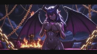 Seductive Fantasy Women Covered In Thick Shiny Black Oil Dance Sensually In Floating Palace AI generated