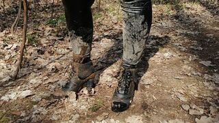 The boots got stuck in the mud
