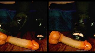 2min Clip CBT On My Big Dildo While Wearing My Size 11 Black Boot Heels and Black Leggings – No Talking SweetFootWork