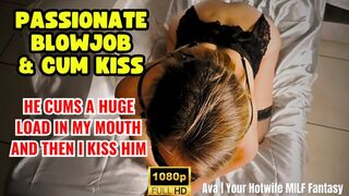 CUM KISSING - Huge Cumshot in Mouth - Blonde MILF POV Blowjob Ends with Hot Cum Swap Kiss