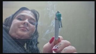 Giantess Covers Tiny Under Cigarette Ash