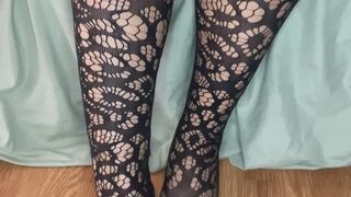 Bare Toenails Wiggle and Scratch in Fishnet Tights GoddessCokoKitty ASMR