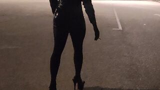 Rubberdoll Tania fetish smoking outdoor