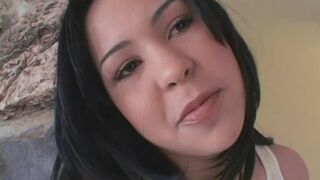 Barely legal beauty with nice perky tits gives a great blow job then fucks