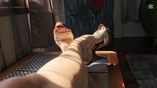 Milah trying several sexy high heel mules