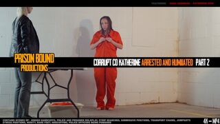 Corrupt CO Katherine Arrested & Humiliated Part 2 - Corrupt police woman made nude and kneeling in stress position get's given an orange jumpsuit and booked into jail. Gagged & hogcuffed her in cell before being joined in her punishment. - 4K -MP4