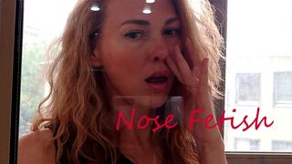 Cleaning window and nose fetish