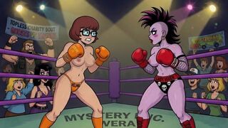 Topless Ai cartoon female boxing: Velma vs Medusa HD